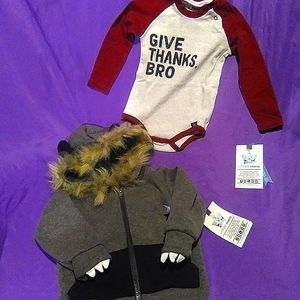 *NWT*  Infant, boys, zip up hoodie and long sleeve onesie SIZE 12 MOS.